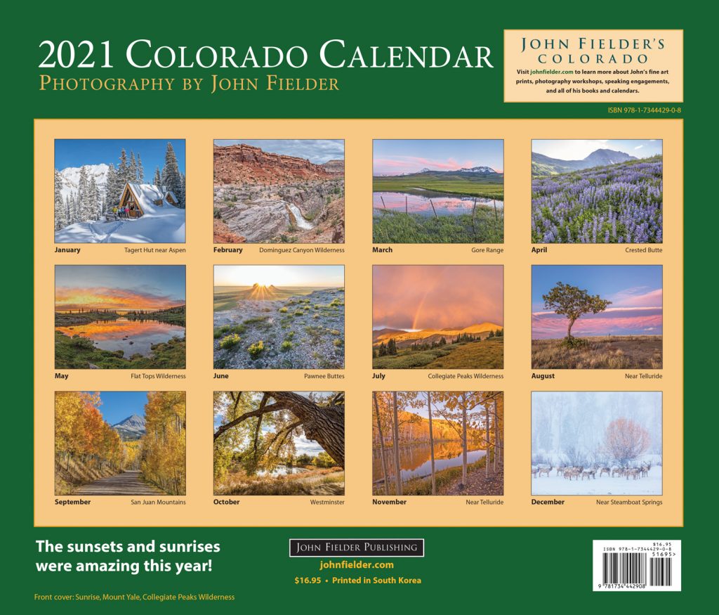 2021 Colorado Scenic Wall Calendar will be available in